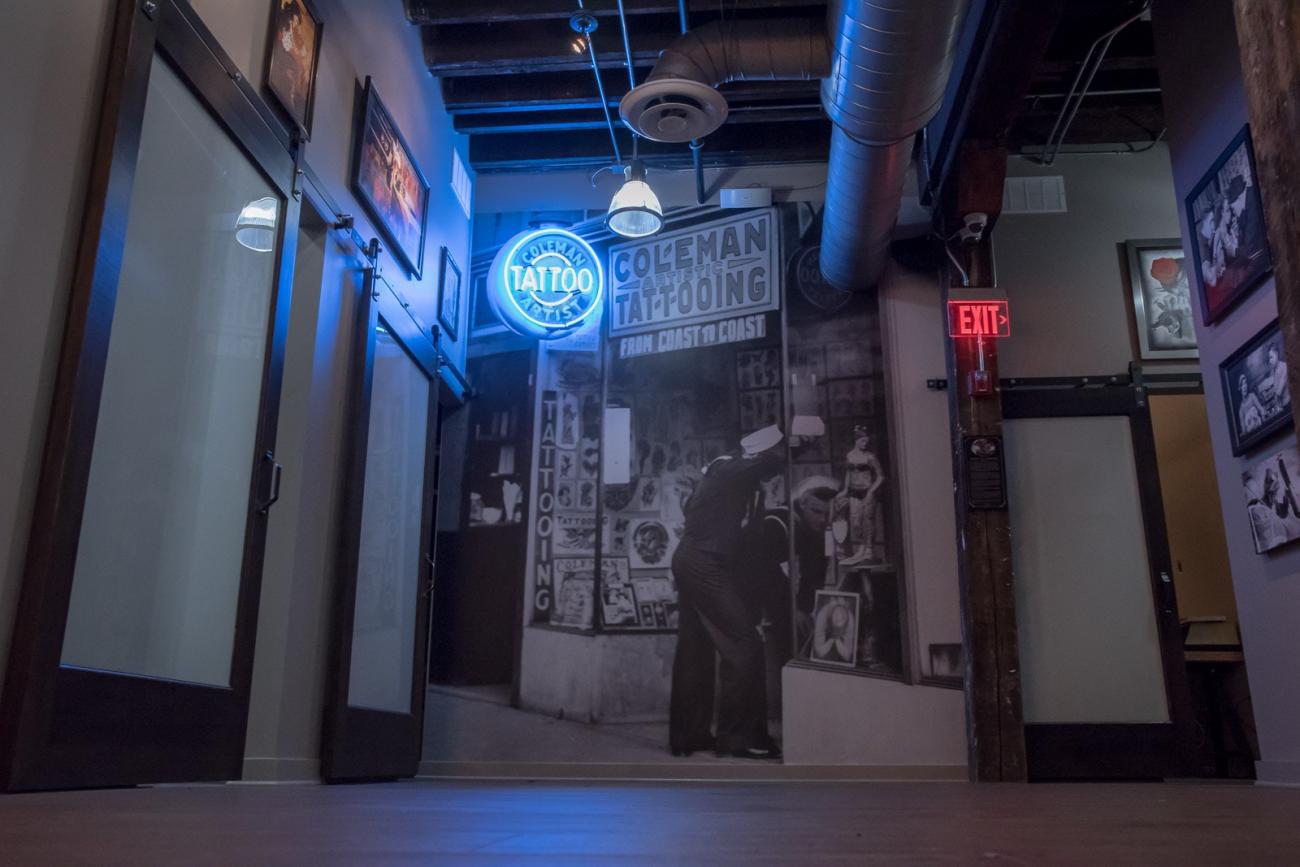 A view of the entrance to our private tattoo stations at H&amp;H Nashville